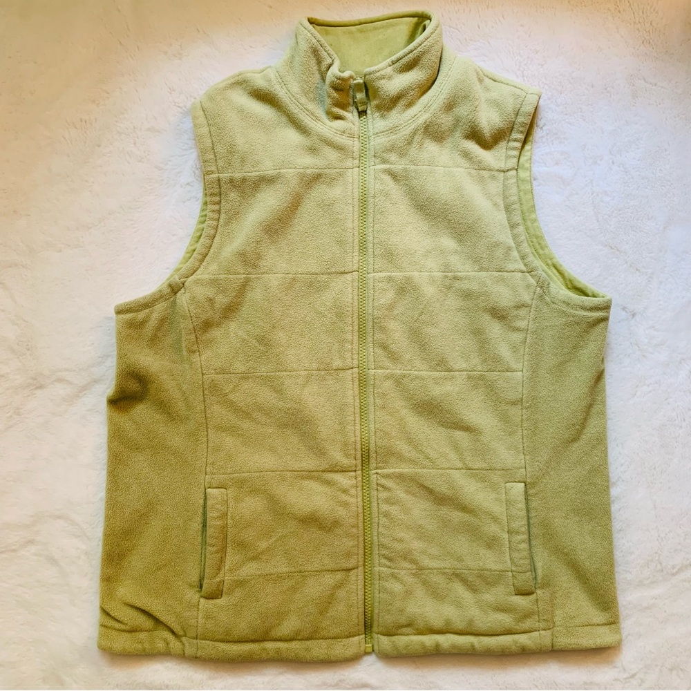 Lands’ End Lime Green Sleeveless Zip-Up Vest